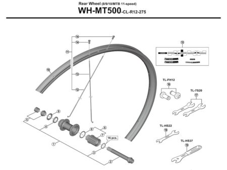Shimano eger 272mm lang til baghjul model WH-MT500-CL-R12-275