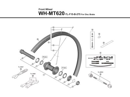 Shimano eger 273mm lang til forhjul model WH-MT620-TL-F15-B-275