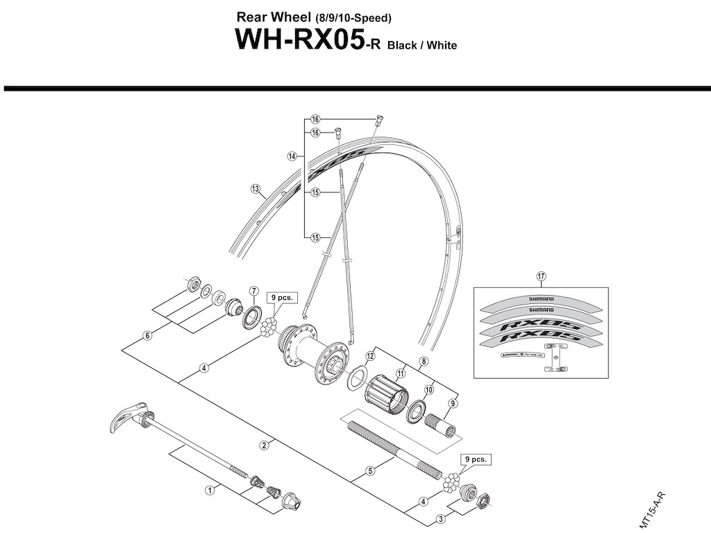 Shimano eger til baghjul model WH-RX05 284mm lang Shimano eger til baghjul model WH-RX05 284mm lang