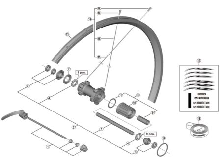 Shimano konus og låsemøtrik venstre til baghjul model WH-RS300-CL-R