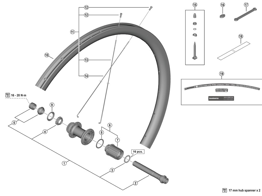 Shimano låsemøtrik og konus med støvdæksel til baghjul model WH-RS710-C32-TL-R Shimano låsemøtrik og konus med støvdæksel til baghjul model WH-RS710-C32-TL-R