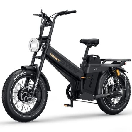 TESWAY X7 AWD elcykel 52V 60Ah lithiumbatteri, 3000W dobbeltmotorer, 320 km rækkevidde 20''*4,0'' Fat Tire elcykel - sort