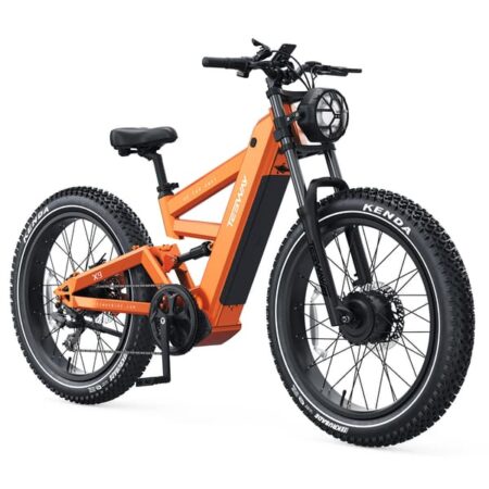 TESWAY X9 AWD Elcykel 4000W Dual Motor Fat Tire 48V 30Ah Batteri 64 km/t Full Suspension 26" Offroad Elcykel Orange