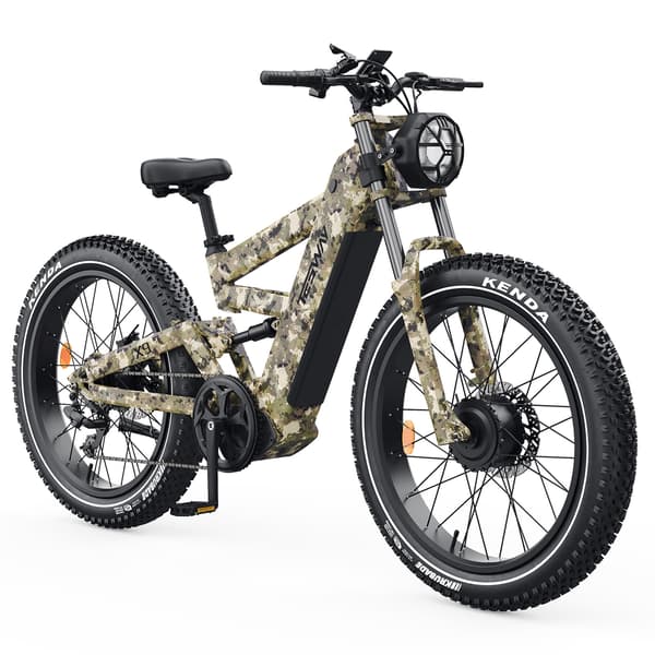 TESWAY X9 Ultra 26-tommer Fat Tire El-cykel, 60V 30Ah Samsung-batteri, 4000W Peak Dual Drive, Hydrauliske bremser og NFC Unlock-Camouflage TESWAY X9 Ultra 26-tommer Fat Tire El-cykel, 60V 30Ah Samsung-batteri, 4000W Peak Dual Drive, Hydrauliske bremser og NFC Unlock-Camouflage