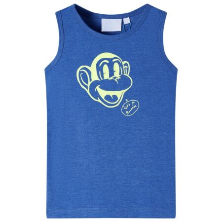Tanktop til børn - blåmeleret med abeprint, str. 116