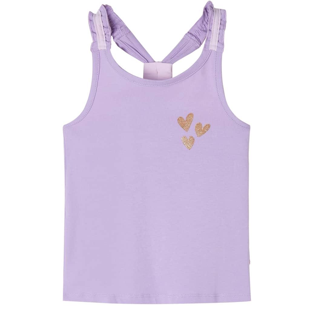 Tanktop til børn - str. 104, lilla med glitterhjerter Tanktop til børn - str. 104, lilla med glitterhjerter