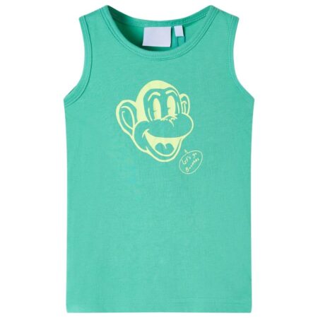 Tanktop til børn str. 128 - grøn med abeprint