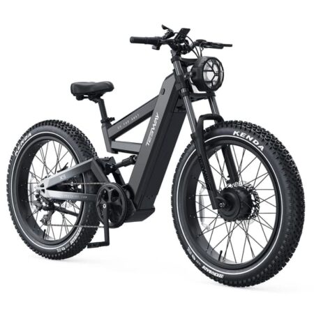 Tesway X9 Elcykel 4000W Dobbeltmotor Peak Power 48V 30Ah Batteri Op til 64KM/H Hastighed 26" Fat Tire El-cykel Sort