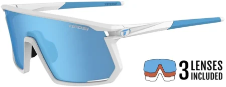 Tifosi Moab Cykelbriller – Matte White Clarion Blue/AC Red/Clear