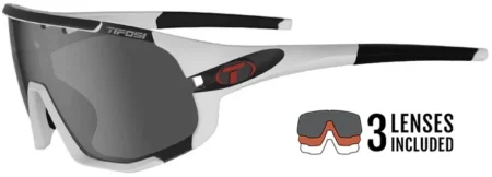 Tifosi Sledge Cykelbriller – Matte White Smoke/AC Red/Clear