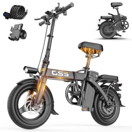 Toofly GS3 Elcykel Til Voksne Med 250W Motor, Bypendler Elcykel, Elcykel Med 48V 15Ah Batteri, 14-Tommers Dæk
