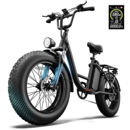 URLIFE E20 PRO Elcykel til voksne, 1500W motor, 48V 15,6Ah batteri, brede 20 tommer dæk sort