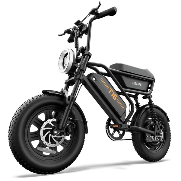 URLIFE T16 Compact Electric Bike, 16" Fatbike, 624 Wh Battery, Seat Storage Box, Black URLIFE T16 Compact Electric Bike, 16" Fatbike, 624 Wh Battery, Seat Storage Box, Black