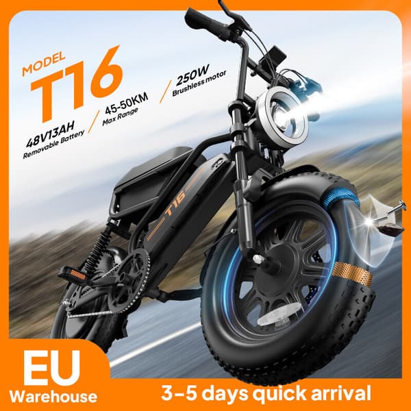 URLIFE T16 foldbar elcykel, 16x3,0 tommer E-cykel med fedt dæk med 1000 W Peak-motor, 48V batteri, bærbar MTB-cykel med dobbelt affjedring til voksne URLIFE T16 foldbar elcykel, 16x3,0 tommer E-cykel med fedt dæk med 1000 W Peak-motor, 48V batteri, bærbar MTB-cykel med dobbelt affjedring til voksne