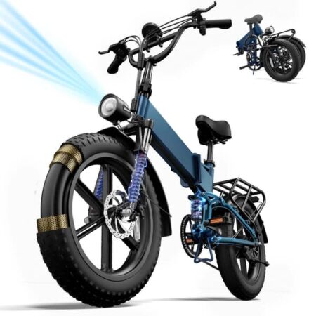 URLIFE T5 Off-Road Elcykel - 1500W, 80 km rækkevidde, fuld affjedring | Kombinerer komfort og kraft, blå