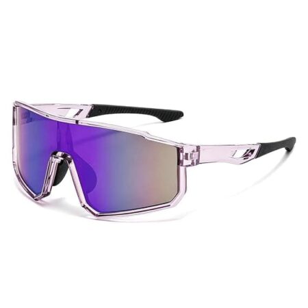 Unisex cykelbriller, UV400 fotokromatiske polariserede sikkerhedsbriller, sportsbriller (lilla-transparent).
