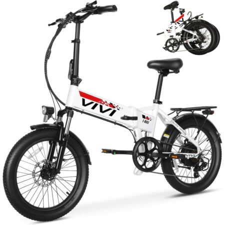 VIVI FM20UL Electric Bike 2.4" Fat Tire Folding Electric Bike SGS Certified to UL2849 - White