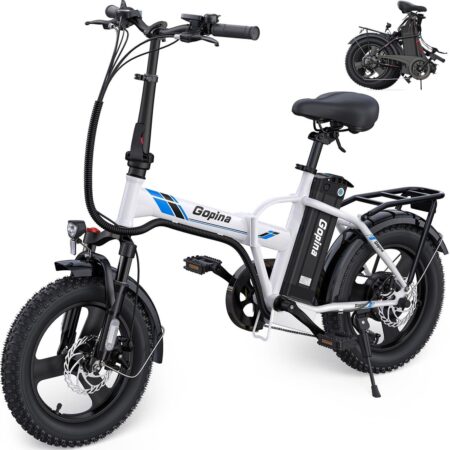 VIVI Gopina Electric Bike 3.0" Fat Tire Folding Electric Bike SGS Certified to UL2849 - White / Step-Over