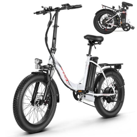 VIVI MT20UL Electric Bike 3.0" Fat Tire Folding Electric Bike SGS Certified to UL2849 - White