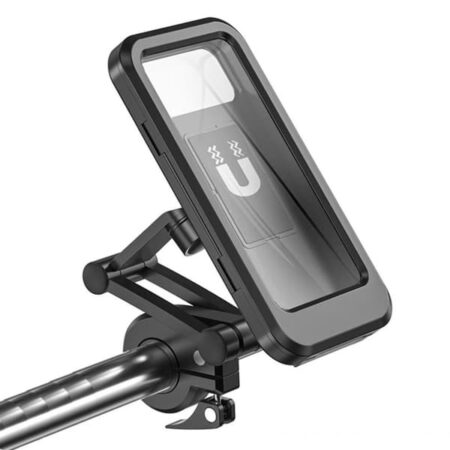 Vandtæt mobilholder til styr med 360° rotation, touchscreen-adgang og låsbar klemme til motorcykel, elcykel og cykel, kompatibel med 7 inch