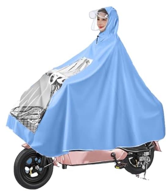 Vandtæt regnslag til cykel og el-scooter - Genanvendelig hætteponcho Vandtæt regnslag til cykel og el-scooter - Genanvendelig hætteponcho
