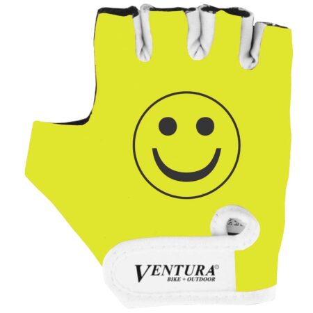Ventura Smiley halvfinger-cykelhandsker til børn - neongul, S - S