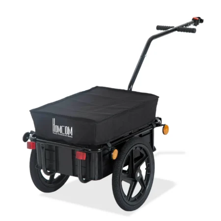 cykelanhænger, fragtanhænger til cykel, 40 kg bæreevne, transportanhænger, trækvogn, stål, Oxford-stof, sort, 144 x 59 x 80 cm