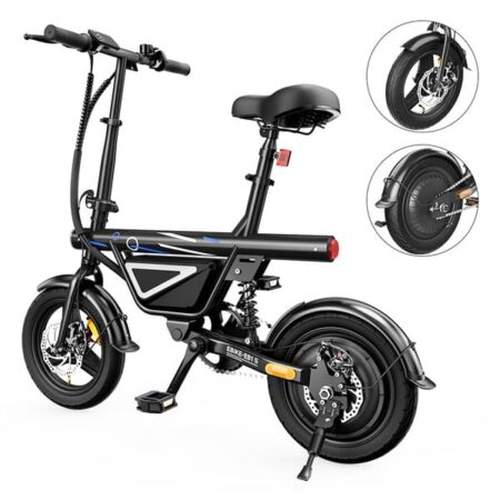 iScooter EB1S Elcykel 30-50 km rækkevidde, 36V 12Ah litiumbatteri, 350W, 25 km/t, 14-tommer luftdæk, sammenklappelig elektrisk cykel til bybrug