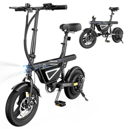iScooter EB1S elektrisk cykel 12AH batteri 350W motor 50km rækkevidde by e-cykel med APP 14 tommers foldbare oppustelige dæk elektrisk cykel til voksne by pendling