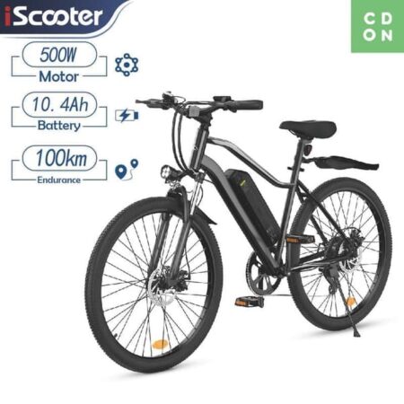 iScooter EB3 City elektrisk cykel, 500W motor, 36V 10.4Ah batteri, rækkevidde 74-100km, sort