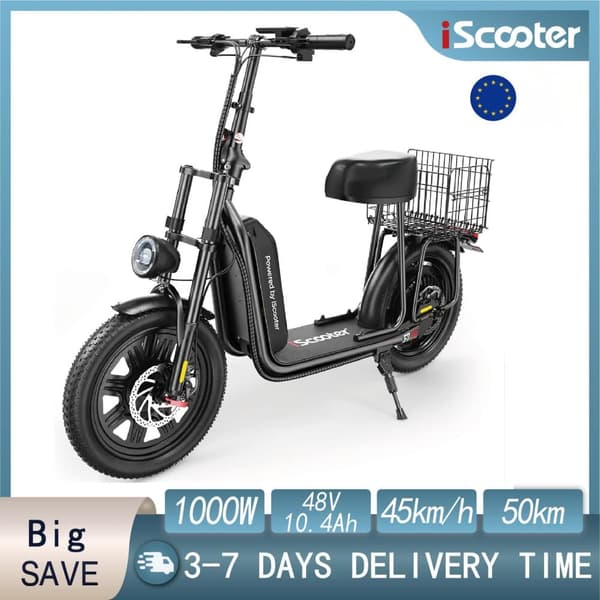 iScooter F7 48V 1000W elektrisk scooter 45 km/t 50 km rækkevidde App-kontrol 16" Mountainbike Foldbar bagkurv Komplet Indkøbsassistent iScooter F7 48V 1000W elektrisk scooter 45 km/t 50 km rækkevidde App-kontrol 16" Mountainbike Foldbar bagkurv Komplet Indkøbsassistent