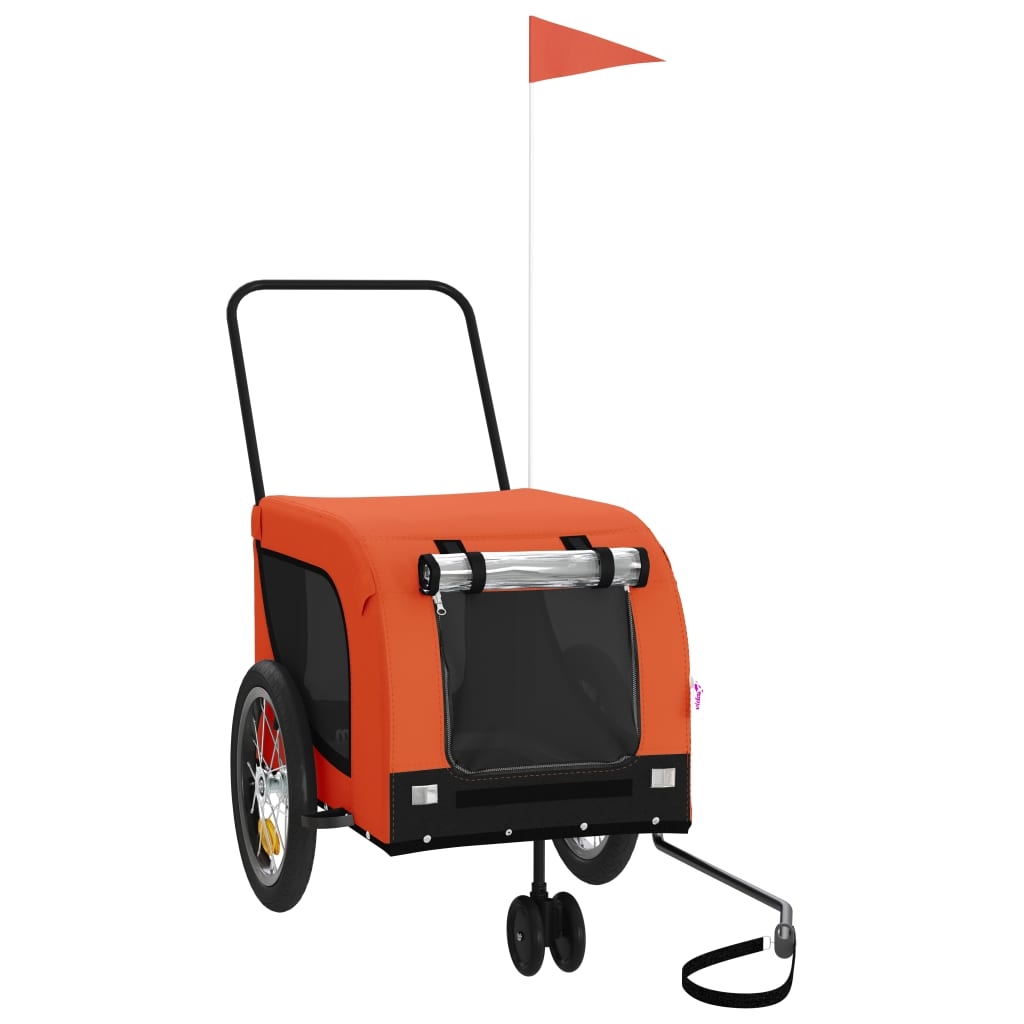 vidaXL hundetrailer til cykel oxfordstof og jern orange og sort vidaXL hundetrailer til cykel oxfordstof og jern orange og sort